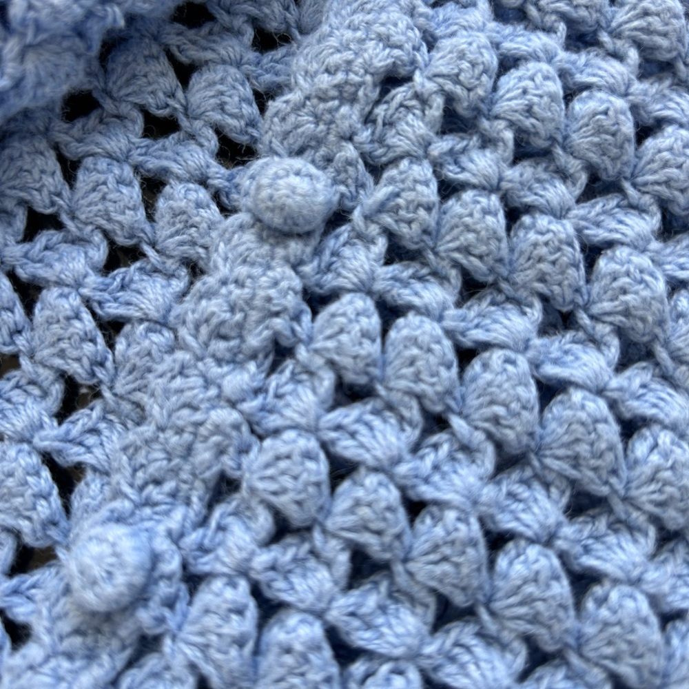 Vintage Casual Corner Baby Blue Crocheted. Coastal. Cottagecore. Y2K.  Festival - Picture 14 of 16